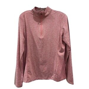 Etonic 1/4 Zip Polyester Spandex Activewear Top Sz L Thumbholes Zip Pocket Peach